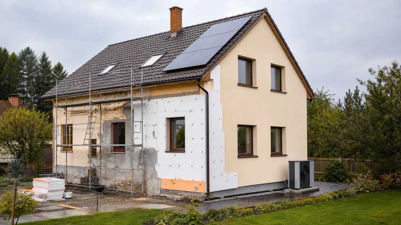 Energetická renovace staršího domu se zateplením, fotovoltaikou a tepelným čerpadlem